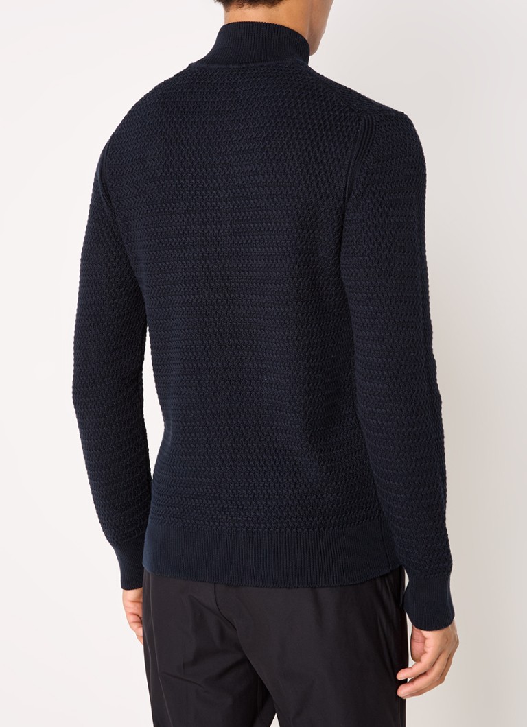 Strellson  Adrian grofgebreid vest met halve rits