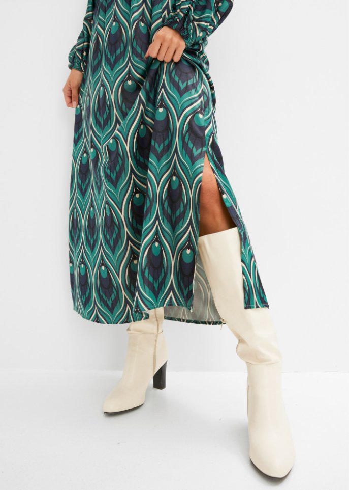 bedrucktes Satin-Maxikleid mit nachhaltiger Viskose