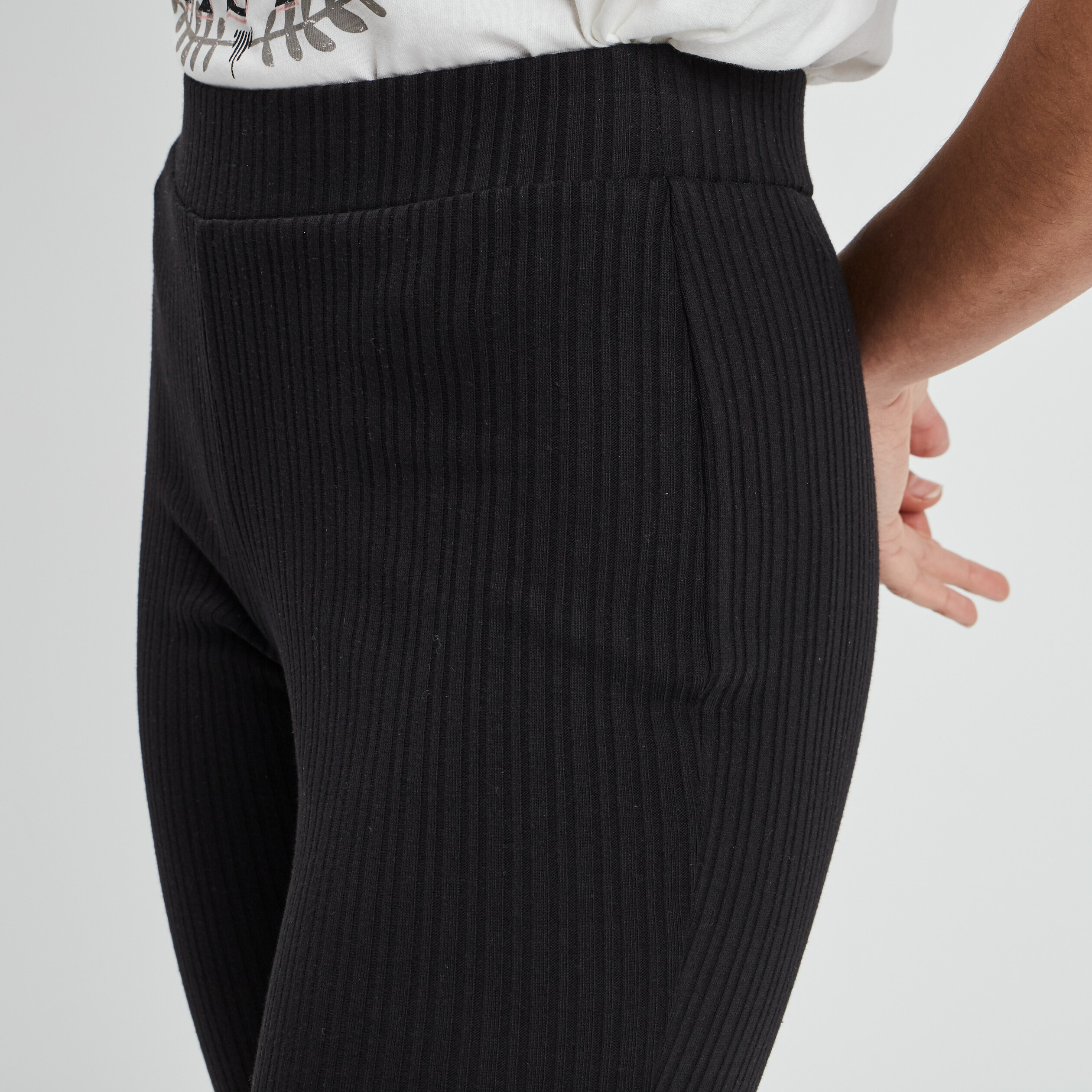 Pantalon flare côtelé noir femme | La Halle