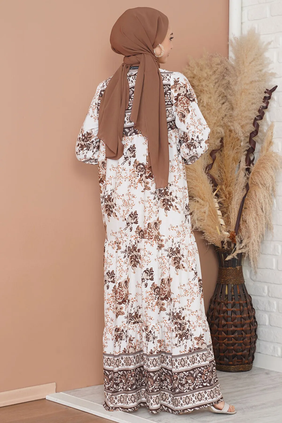 Bigdart  1947 Gemustertes langes Kleid – Braun