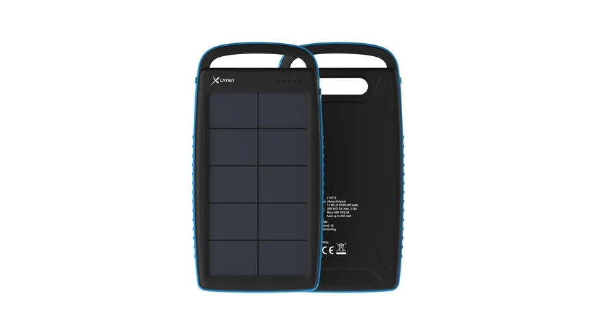 Zusatzakku XLayer Powerbank PLUS Solar Black/Blue 20.000 mAh