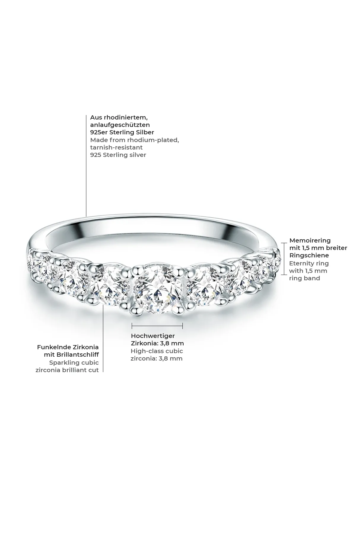 Trilani  Silberring Ring Sterling Silber Zirkonia weiß