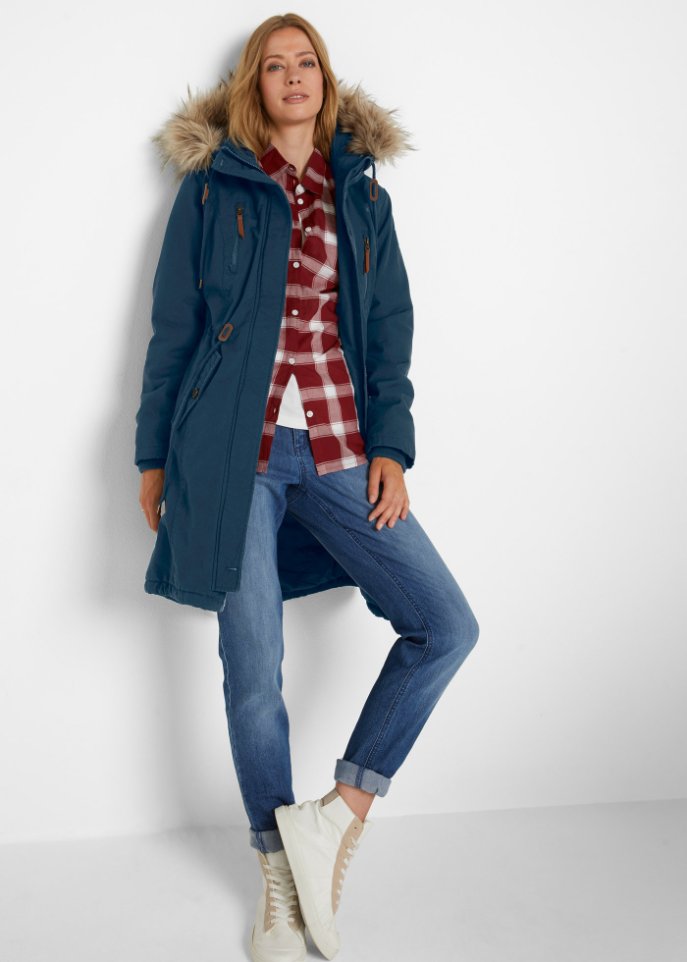 Winterparka mit Fellimitat-Kapuze
