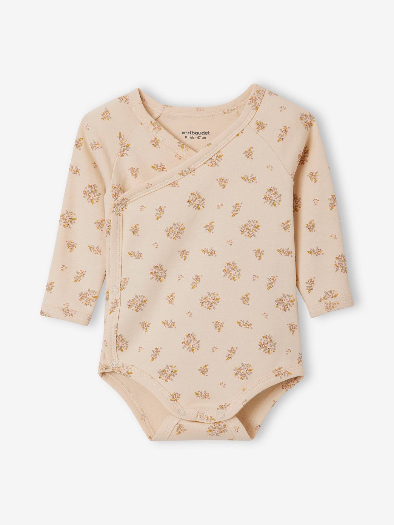 Lot de 5 bodies manches longues bébé ouverture naissance mauve