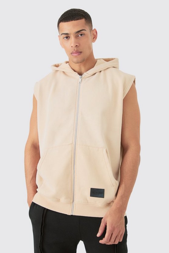 Ärmelloser Oversize Hoodie mit Reißverschluss
