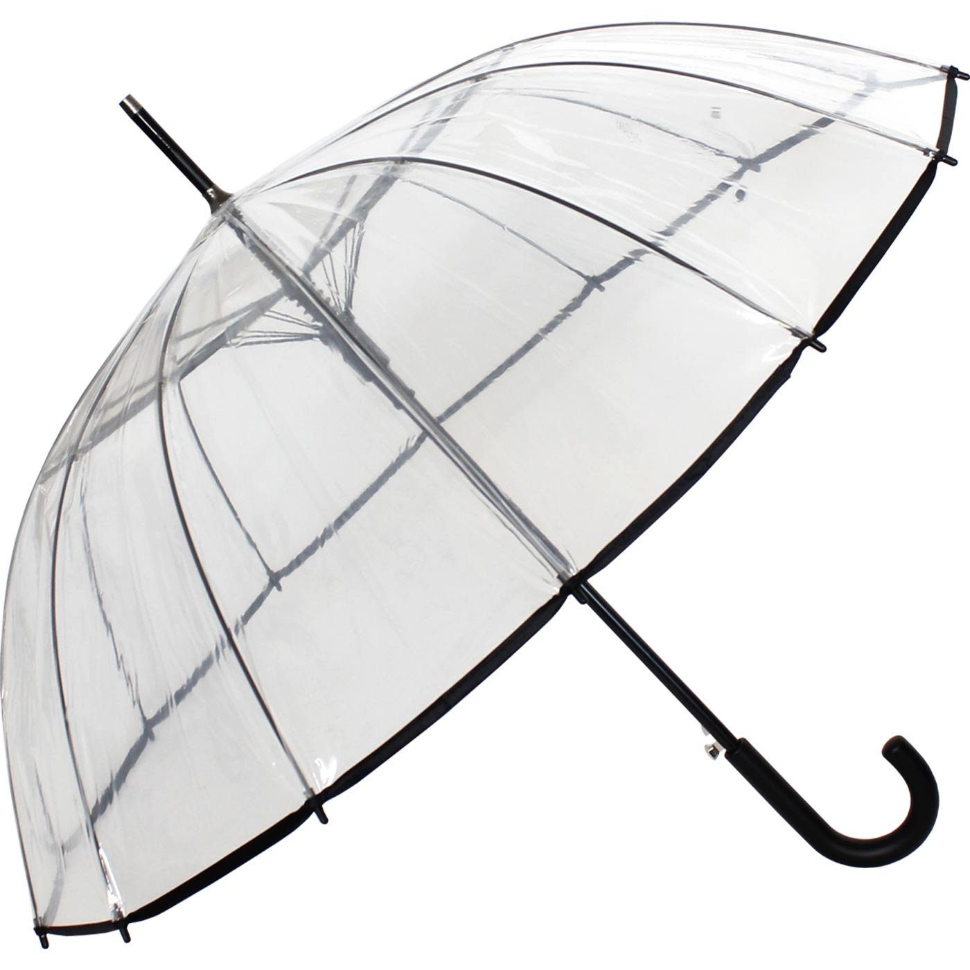 HAPPY RAIN Langregenschirm 14teiliger Regenschirm mit Automatik transparent, durchsichtig