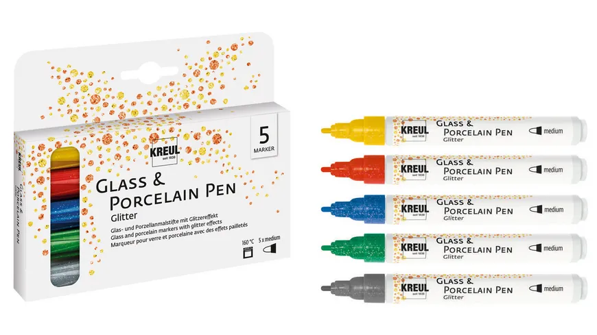 KREUL Porcelain+GlassPen glitter 160°C Set