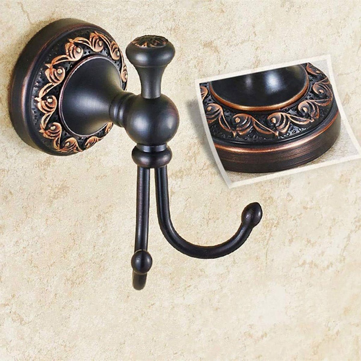 götäzer Wandhaken Wandmontierte doppelte Handtuchhaken, Messing-Bademantel-Kleiderhaken, (1-St), Robust und stabil,schöne Dekoration,geeignet für Bad, Küche,Wohnzimmer