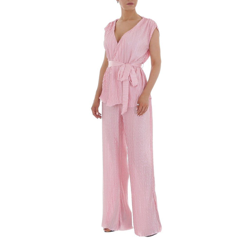 Ital-Design Freizeitanzug Damen Freizeit, Glänzend Zweiteiler in Rosa