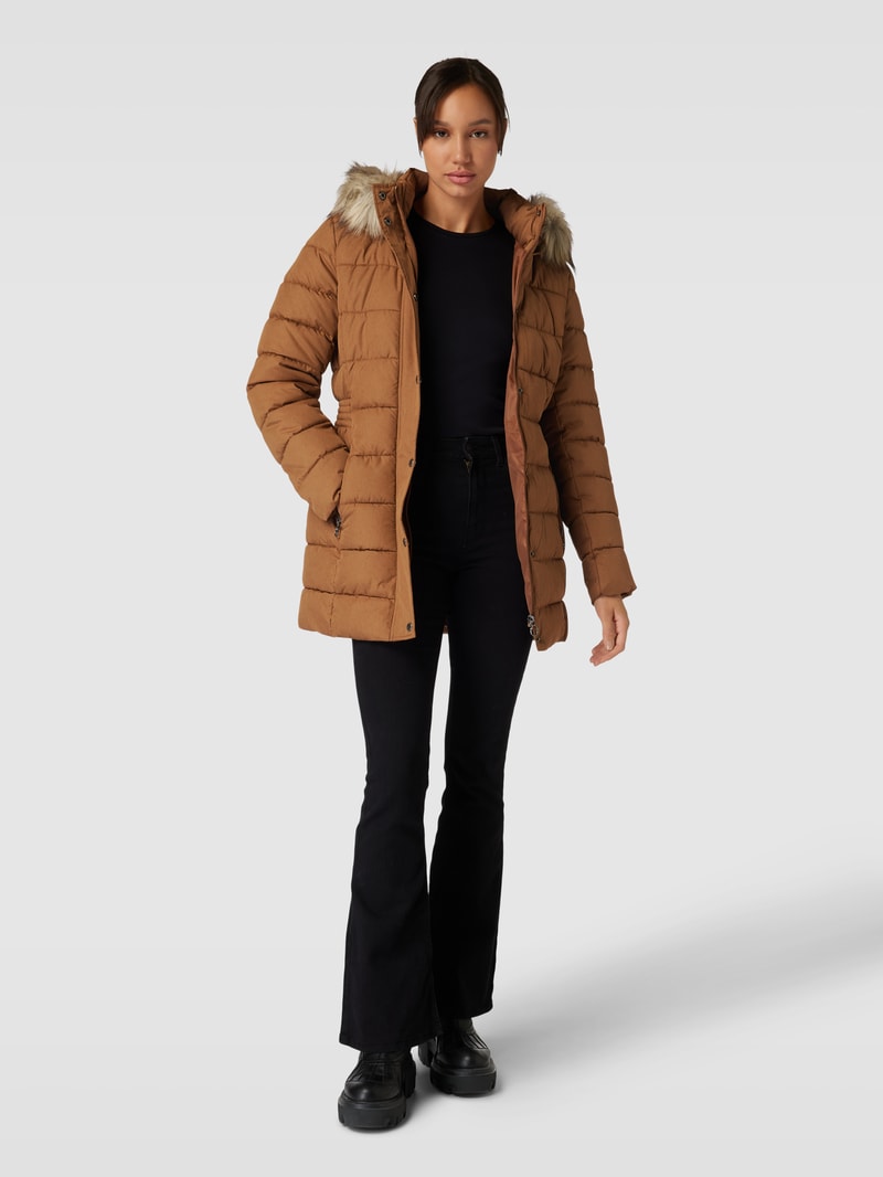 Steppmantel mit Kunstfellbesatz Modell 'NEWLUNA' in camel