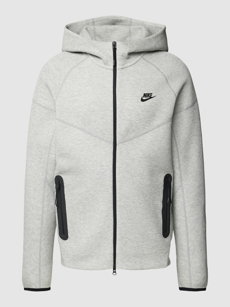 Sweatjacke mit Label-Details in hellgrau