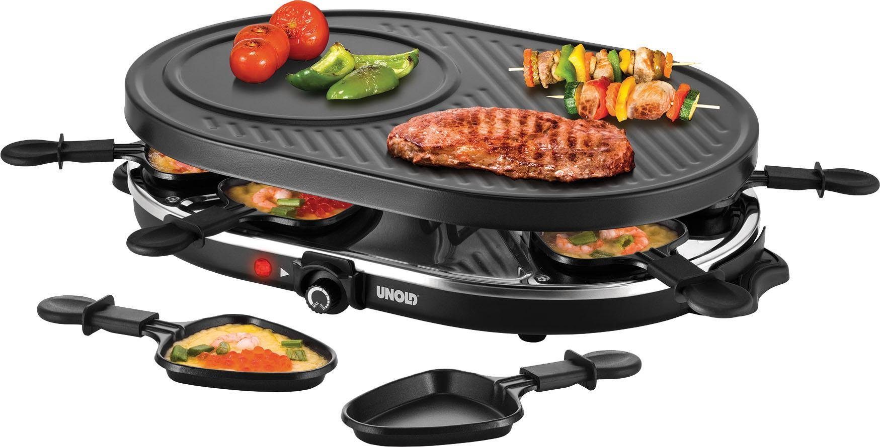 Unold Raclette Gourmet 48795, 8 Raclettepfännchen, 1200 W