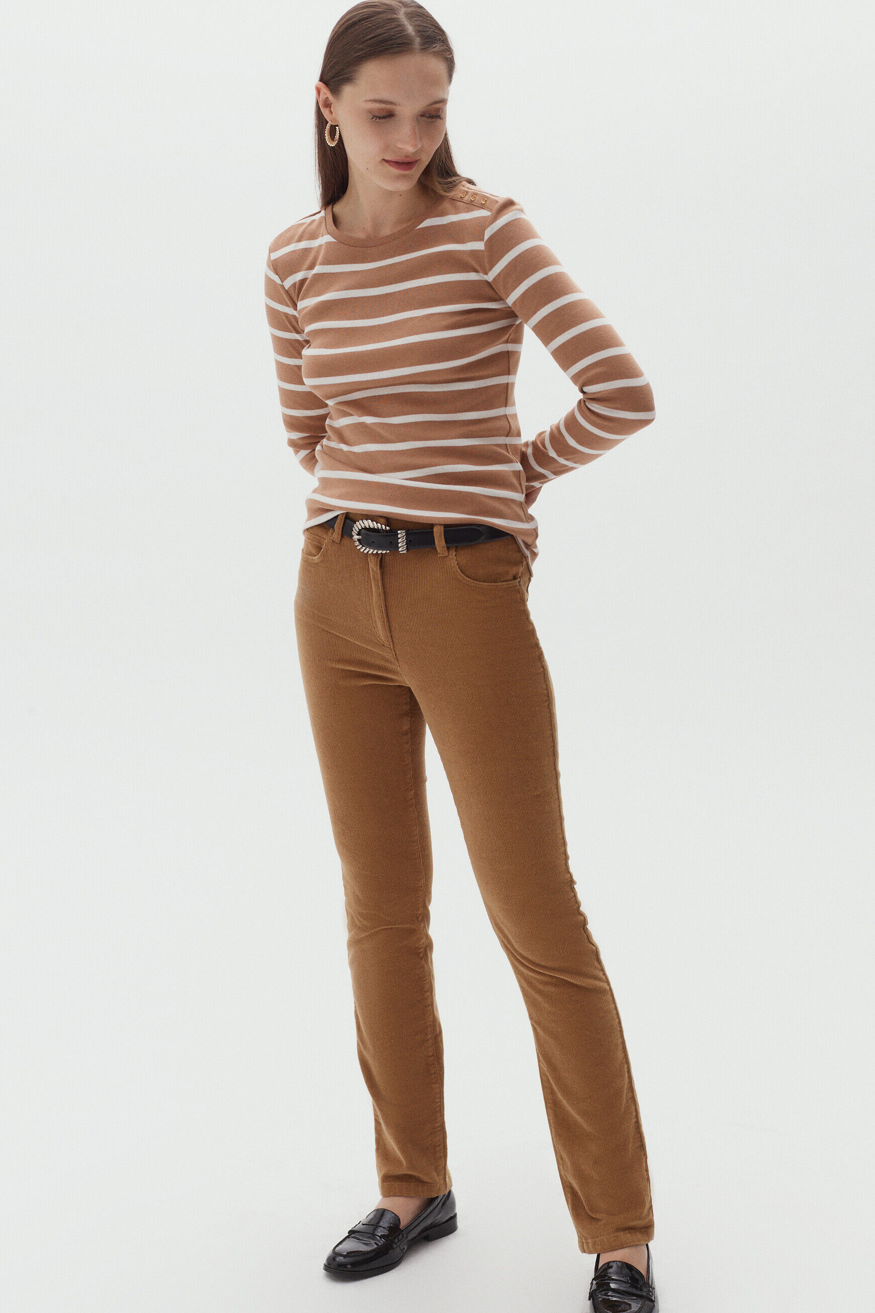 pantalon chicago velours camel femme