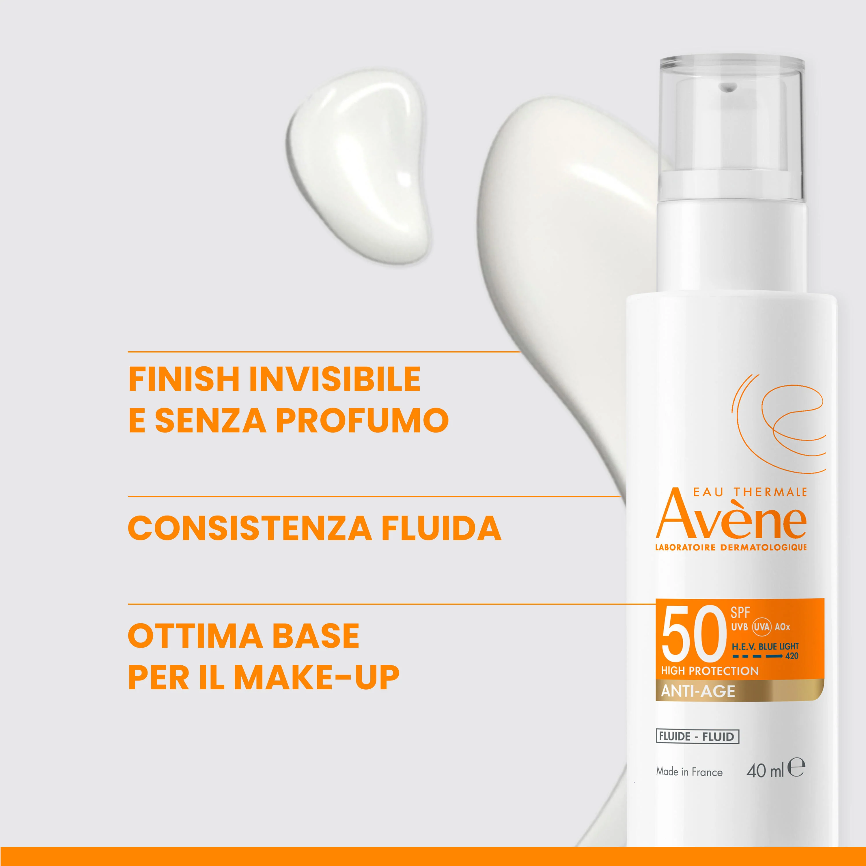 Fluido antiedad con protección solar SPF50 - Protector solar facial de alta protección.
