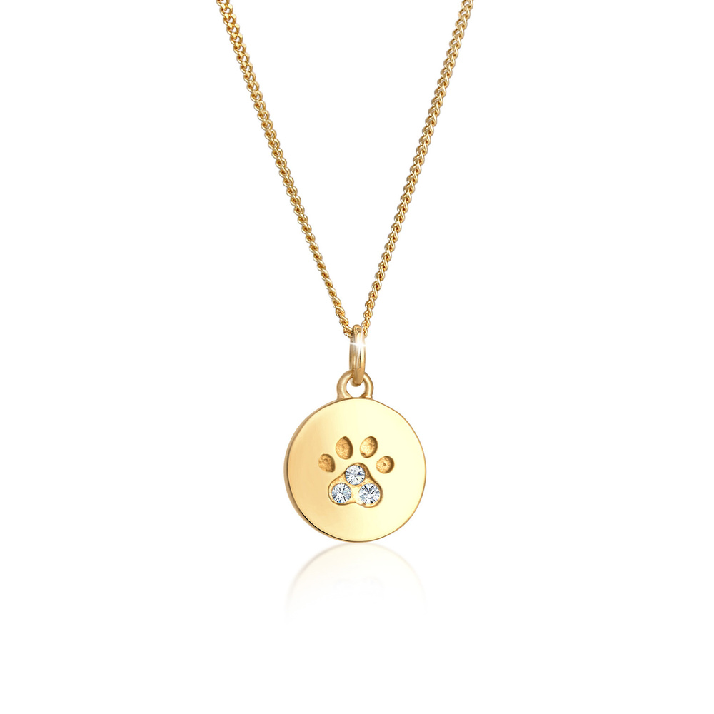 Elli Elli Collier Femmes Patte Plaquette Chien Chat avec Cristaux en Argent Sterling 9 collier