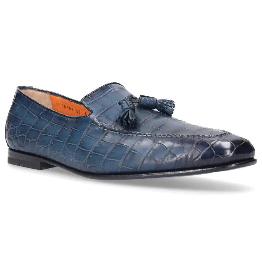 Santoni - Loafer 15608 Krokodilleder - blau