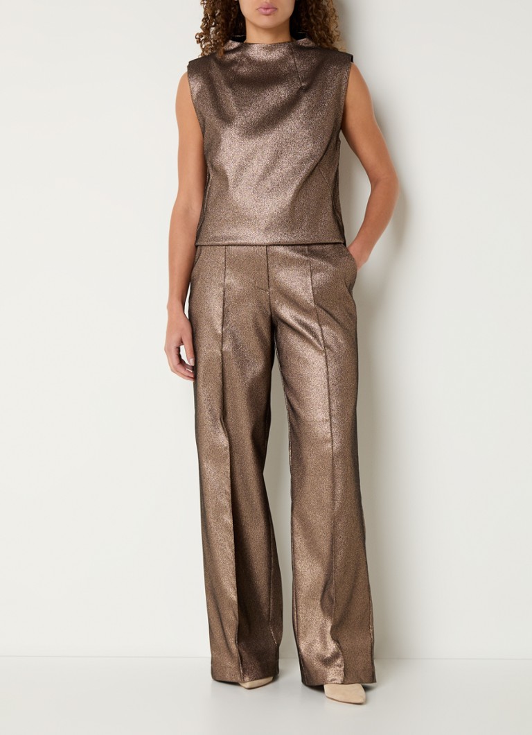 Summum High waist loose fit trousers with glitter