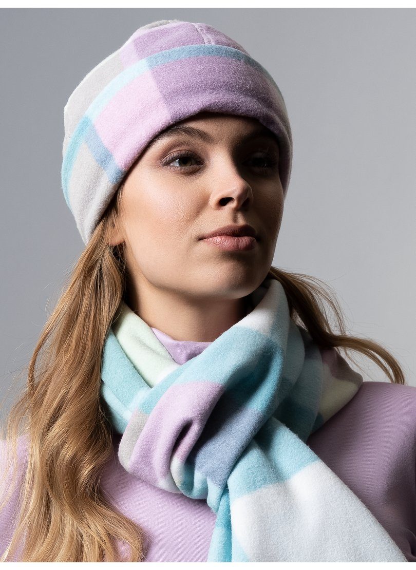Trigema Strickmütze TRIGEMA Fleece-Mütze mit Karo-Muster