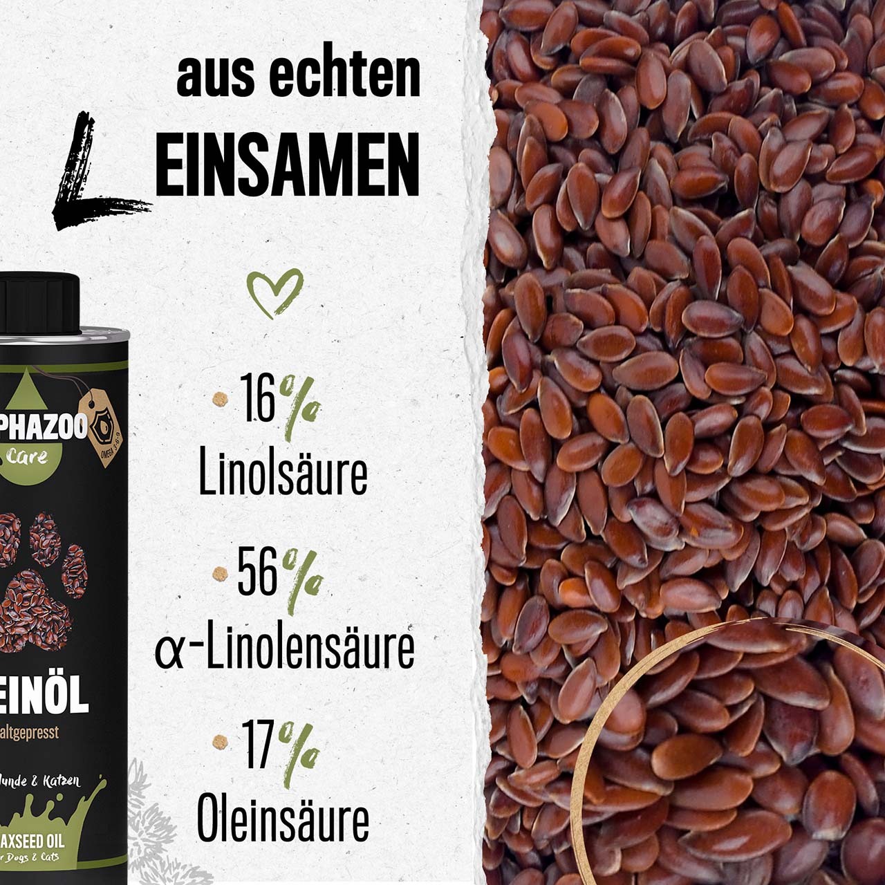 ALPHAZOO Ergänzungsfutter & Aufzucht ALPHAZOO Premium Leinöl für Hunde und Katzen