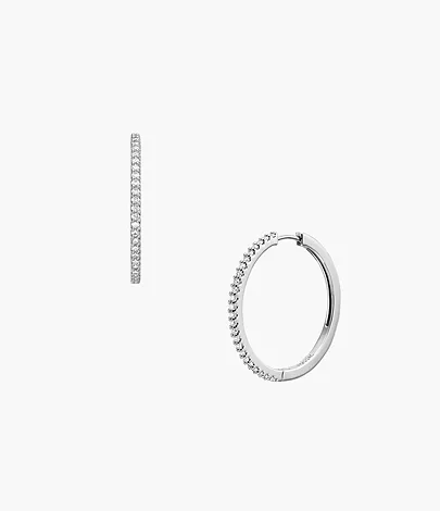 Fossil Creolen-Ohrringe Ellis Pavé Glitz Metall silberfarben