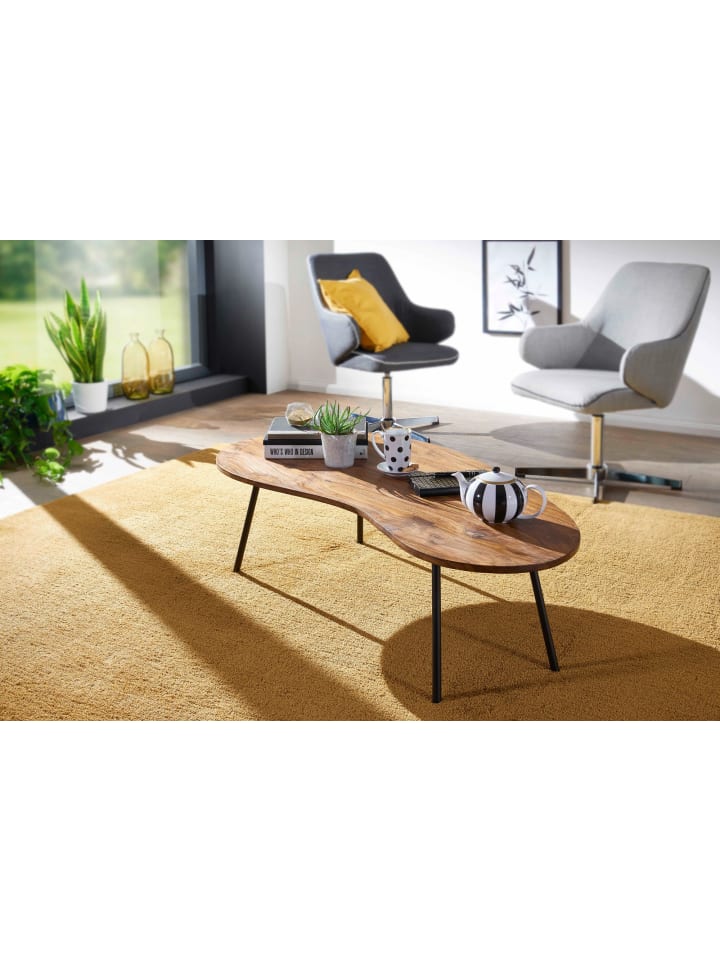 KADIMA DESIGN Couchtisch Retro | Massivholz, Metall-Gestell, Pflegeleicht in Braun günstig kaufen onesize