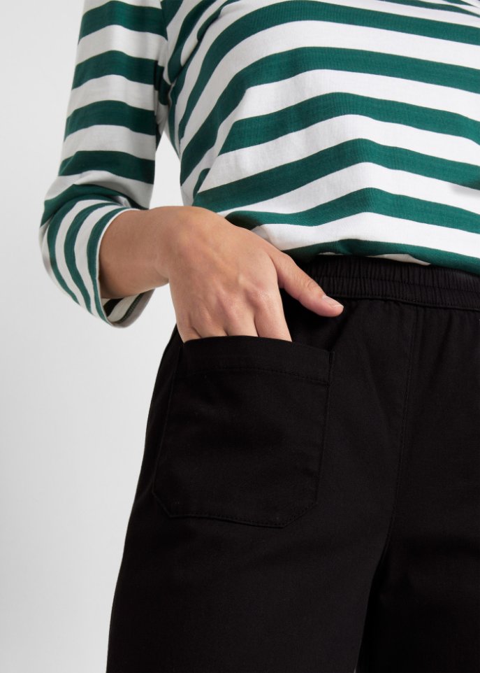 Twillhose mit ausgestelltem Bein und High-Waist-Bequembund
