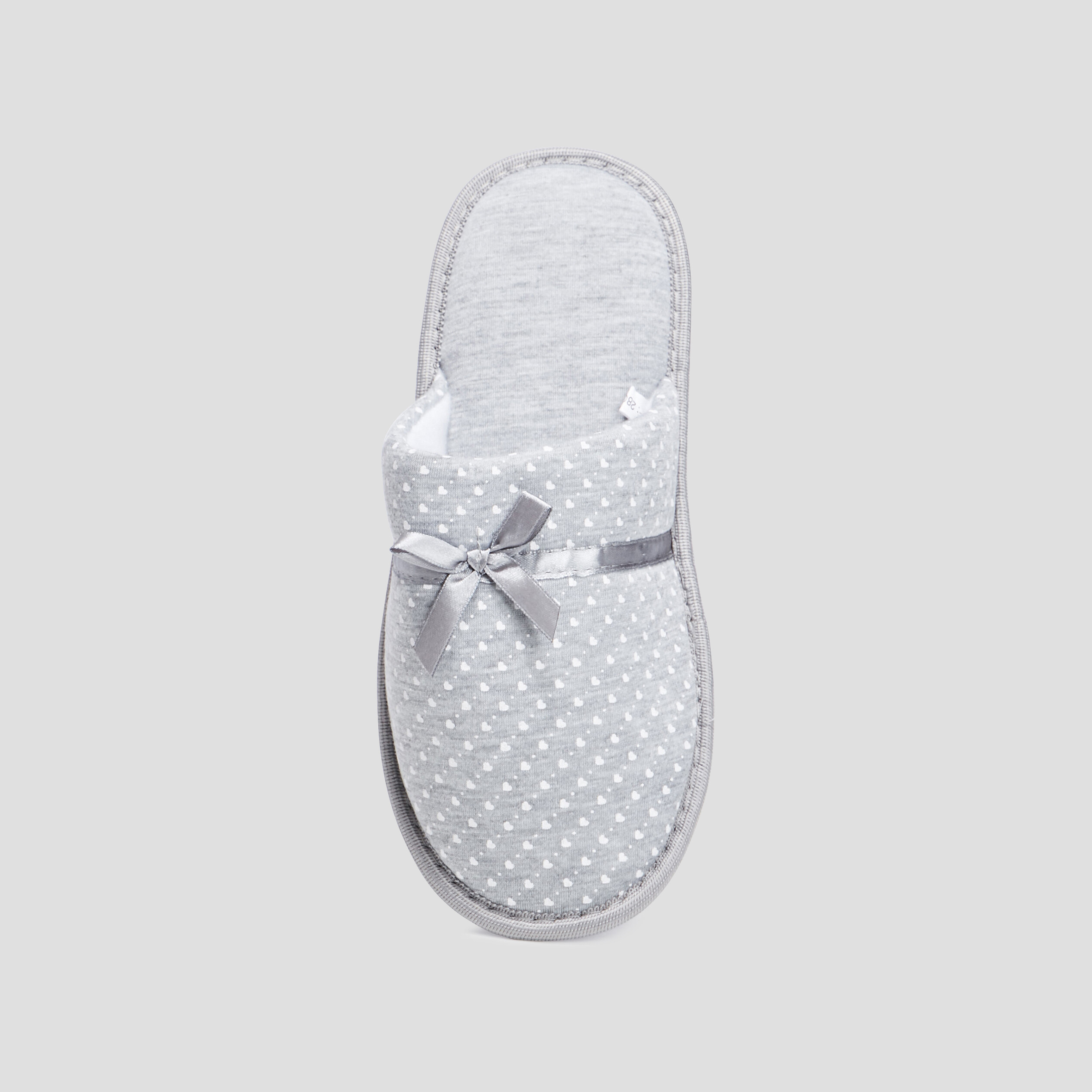 Chaussons mules petits coeurs gris femme | La Halle