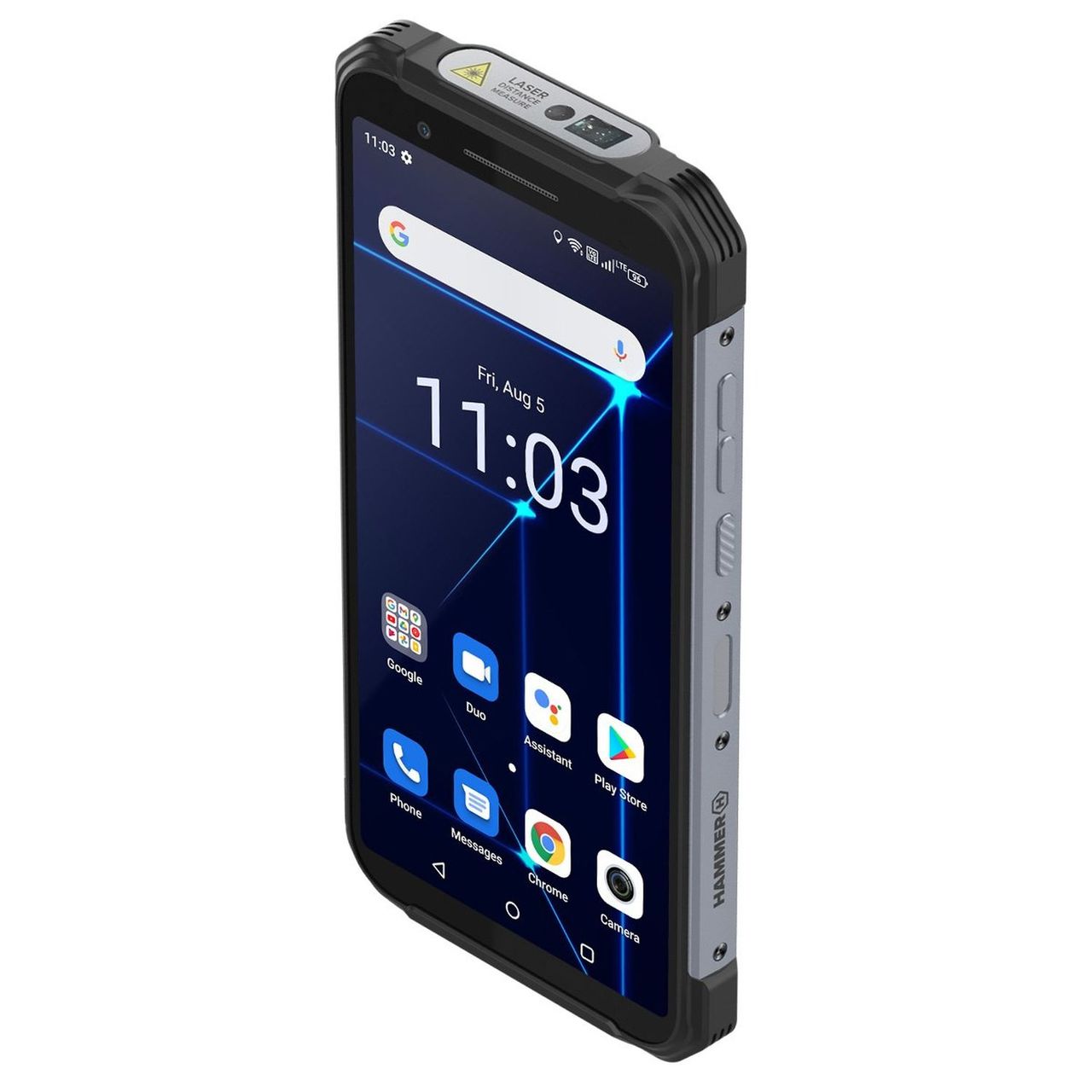 Hammer Construction LTE Smartphone 6 Zoll, 6000 mAh, 128GB, IP69, Schwarz-Silber