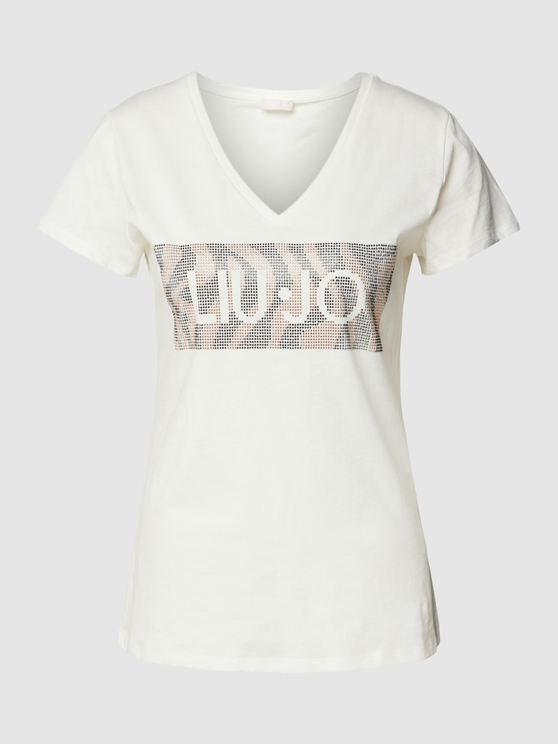 T-Shirt mit Ziersteinbesatz in weiss