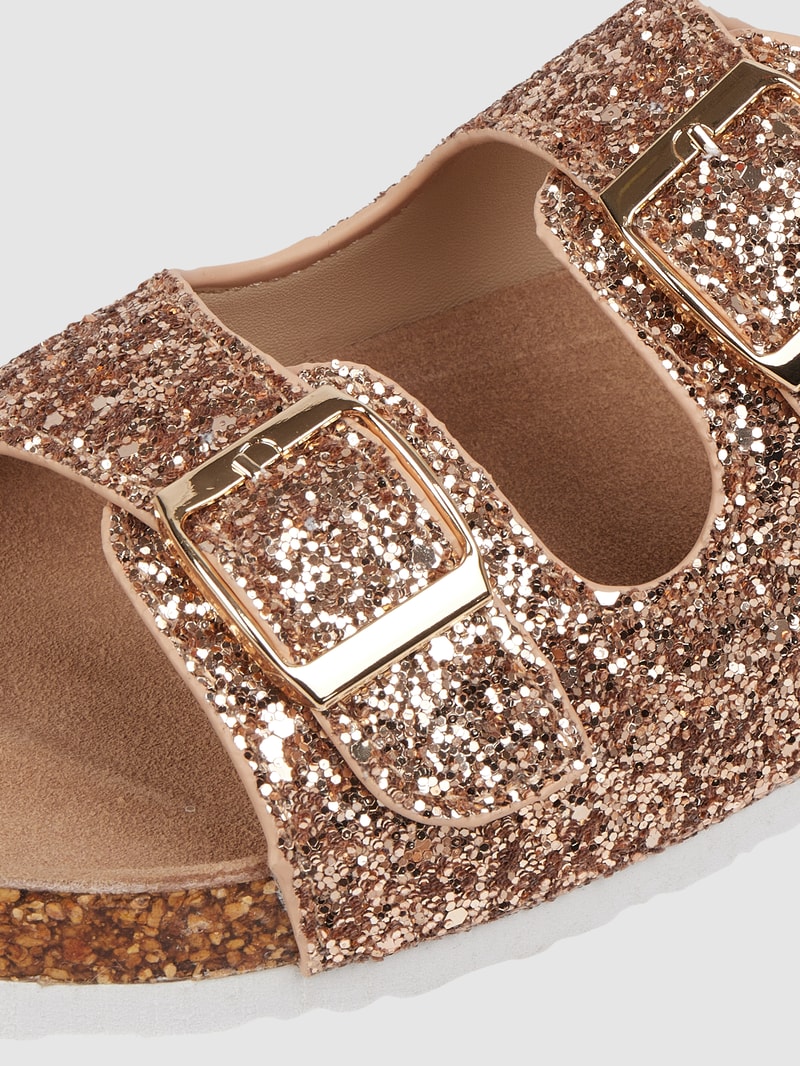 Sandalen mit Glitter-Effekt in gold