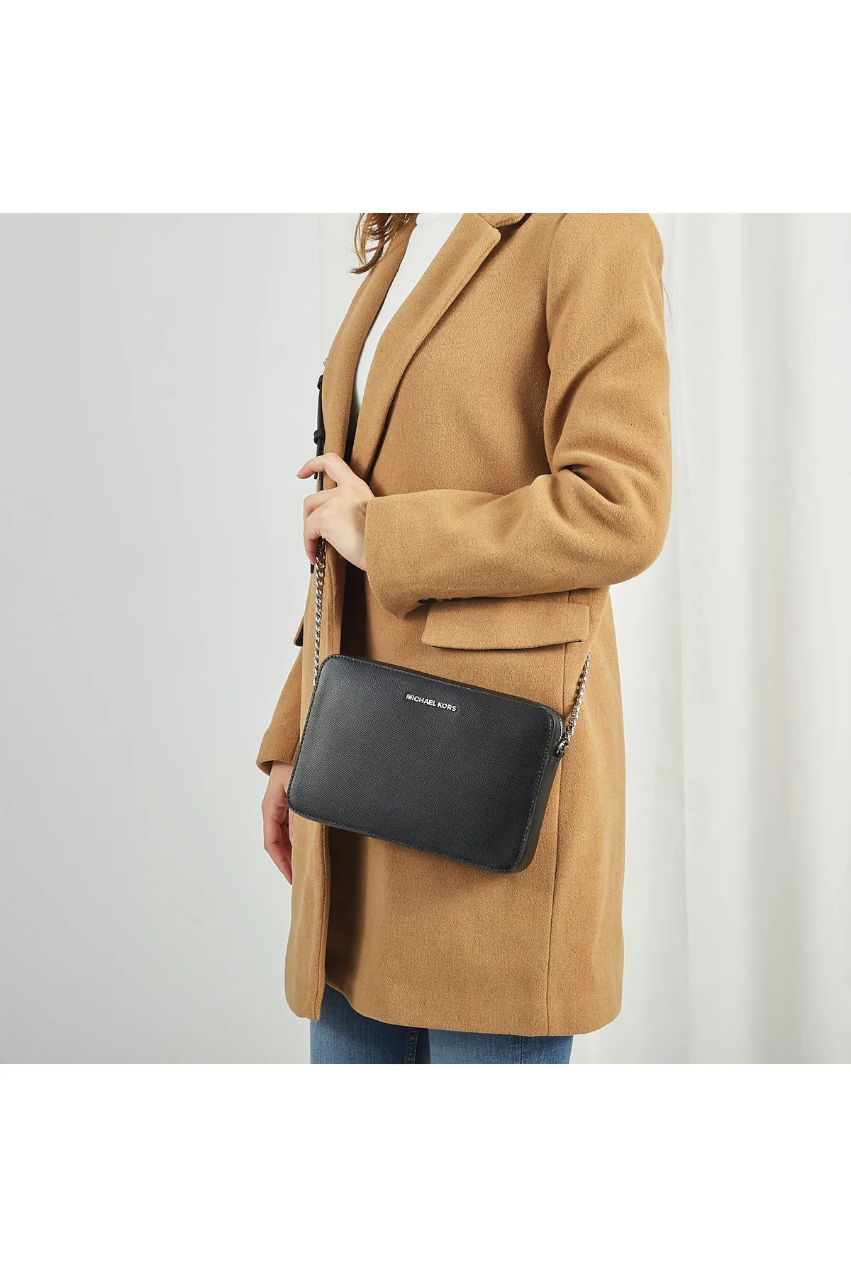 Michael Kors  Michael Kors Jet Set Schwarze Leder Umhängetasche 32S4STVC3L-001