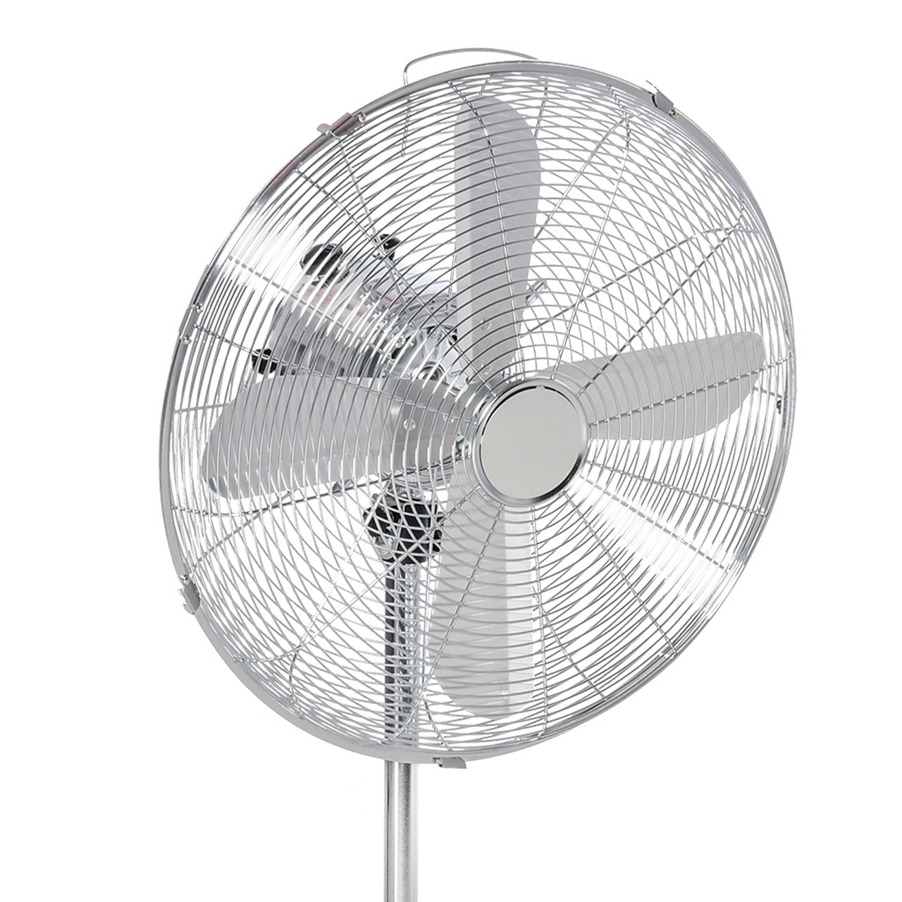HOMCOM 120 cm Standventilator, Ventilator, Höhenverstellbarer Lüfter, 3 Geschwindigkeitsstufen, Verstellbarer Neigungswinkel, Stahl, Silber