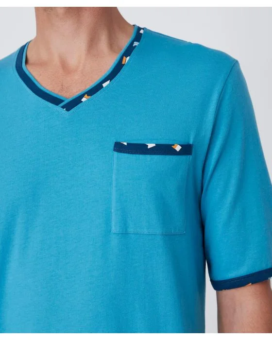 Pyjashort col V en maille jersey