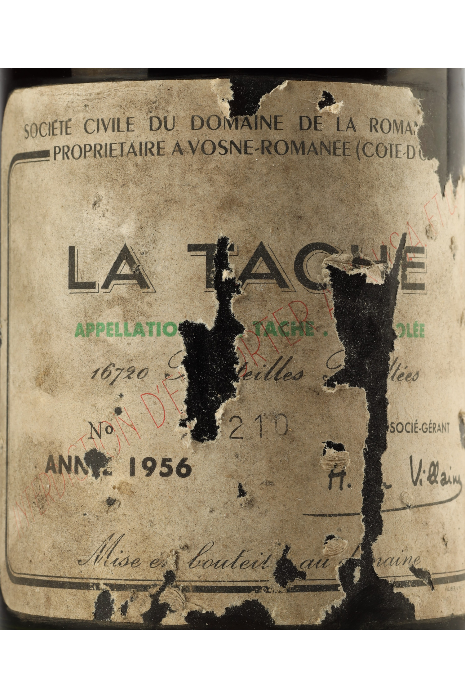 Domaine De La Romanee Conti 1956, La Tache