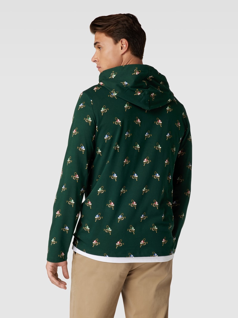 Hoodie mit Label-Stitching in dunkelgrün