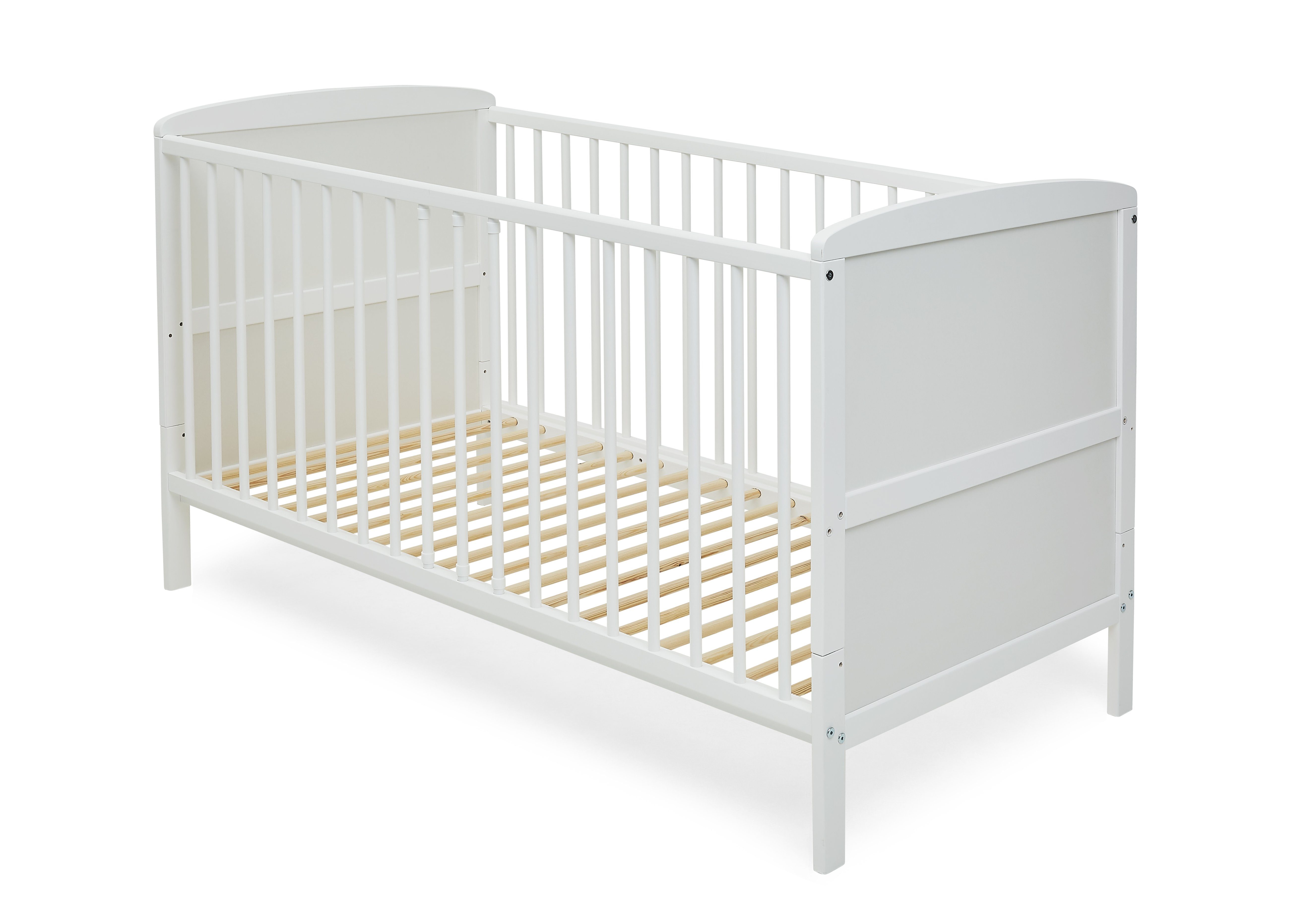 Kids Collective Babybett Kinderbett 70x140 cm umbaubares Gitterbett höhenverstellbar, herausnehmbare Sprossen optional mit Matratze, weiss Vollholz Kiefer