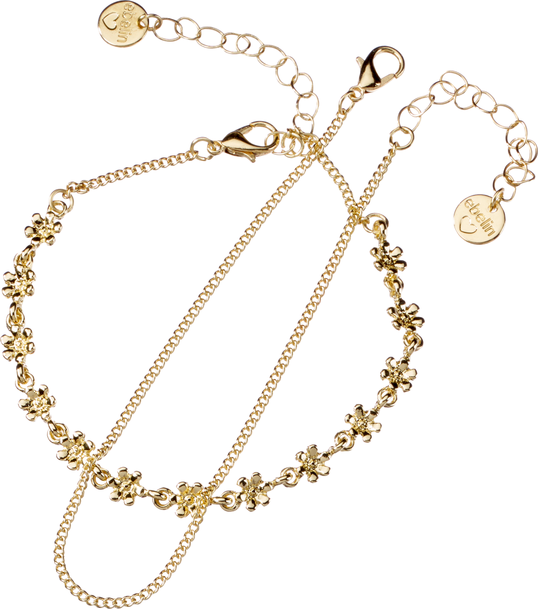 Fußketten Blumen Gold-Optik, 2 St