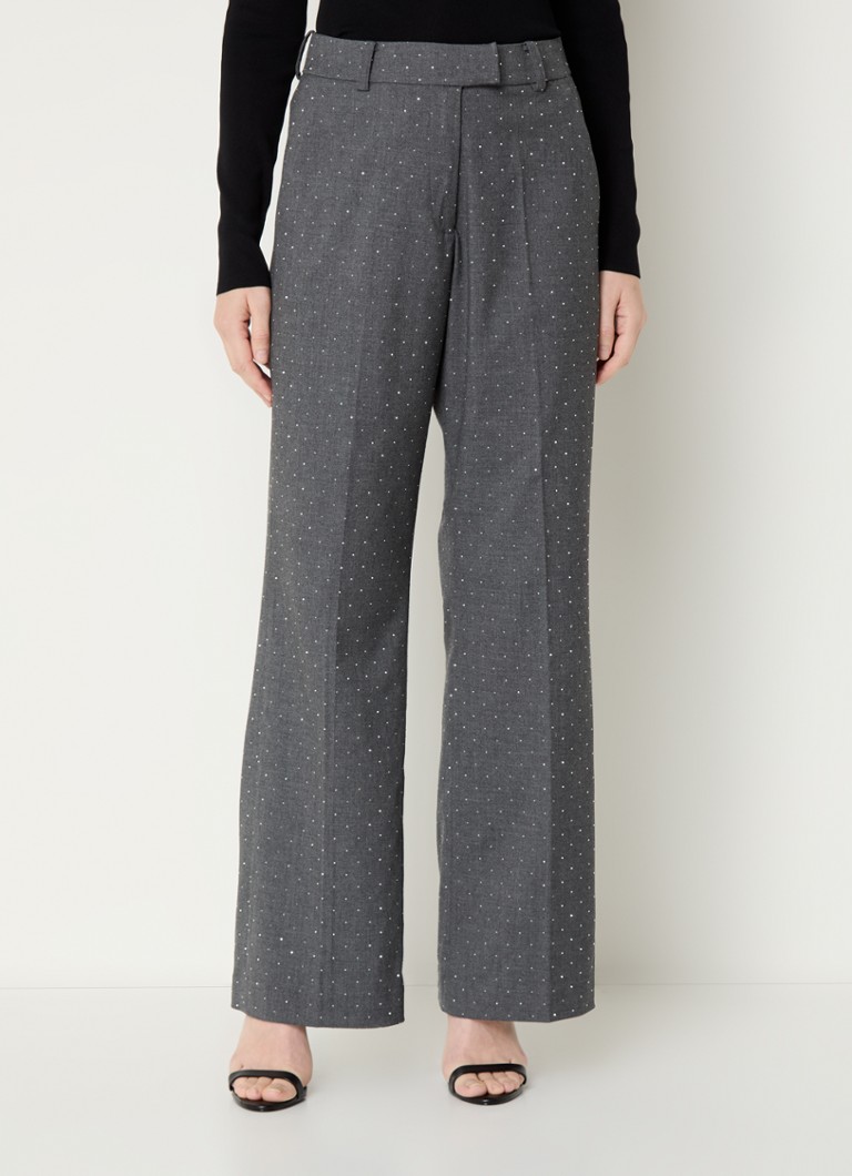 Pantaloni a gamba larga a vita alta modello Djesminn di Fifth House, con fantasia mista e strass.