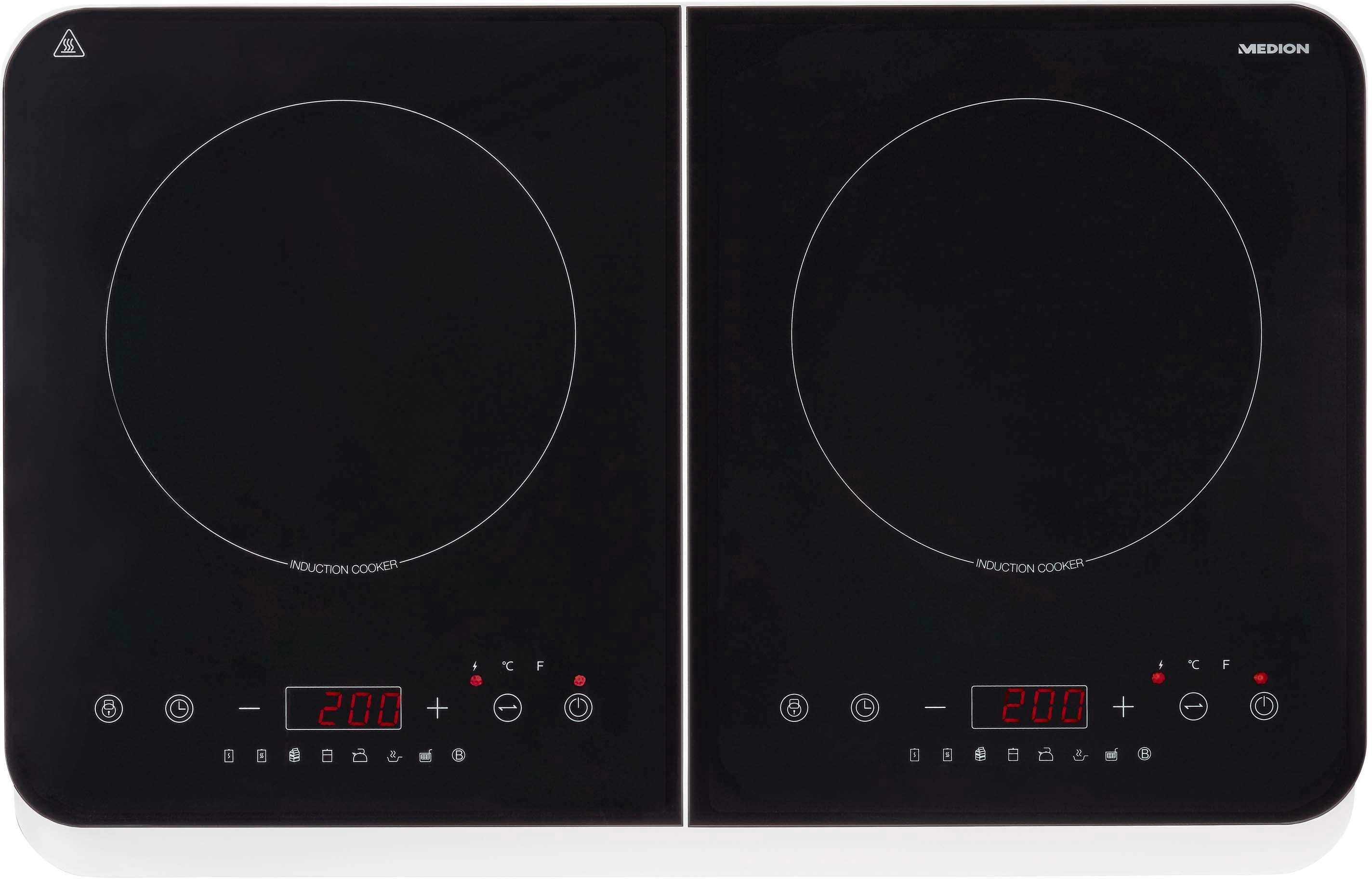 Medion® Doppel-Induktionskochplatte MD 18493, Leistung 3400 Watt,10 Temperaturstufen einstellbar