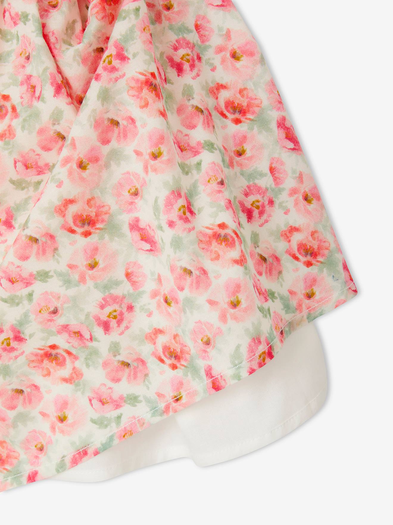 Jupe de cérémonie à fleurs fille ivoire imprimé