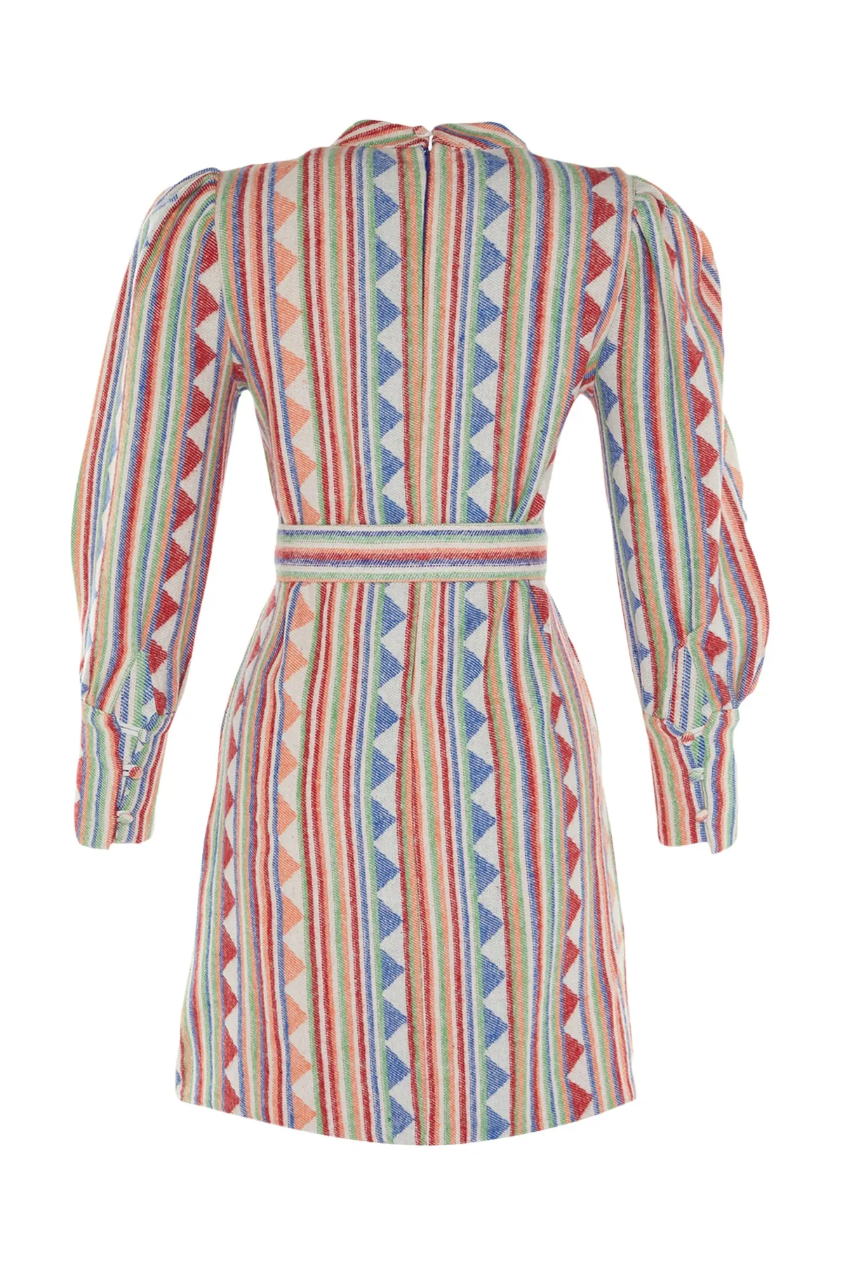 Trendyol Collection  Mehrfarbiges, gewebtes Kleid mit Ballonärmeln und Gürtel TWOAW22EL0741