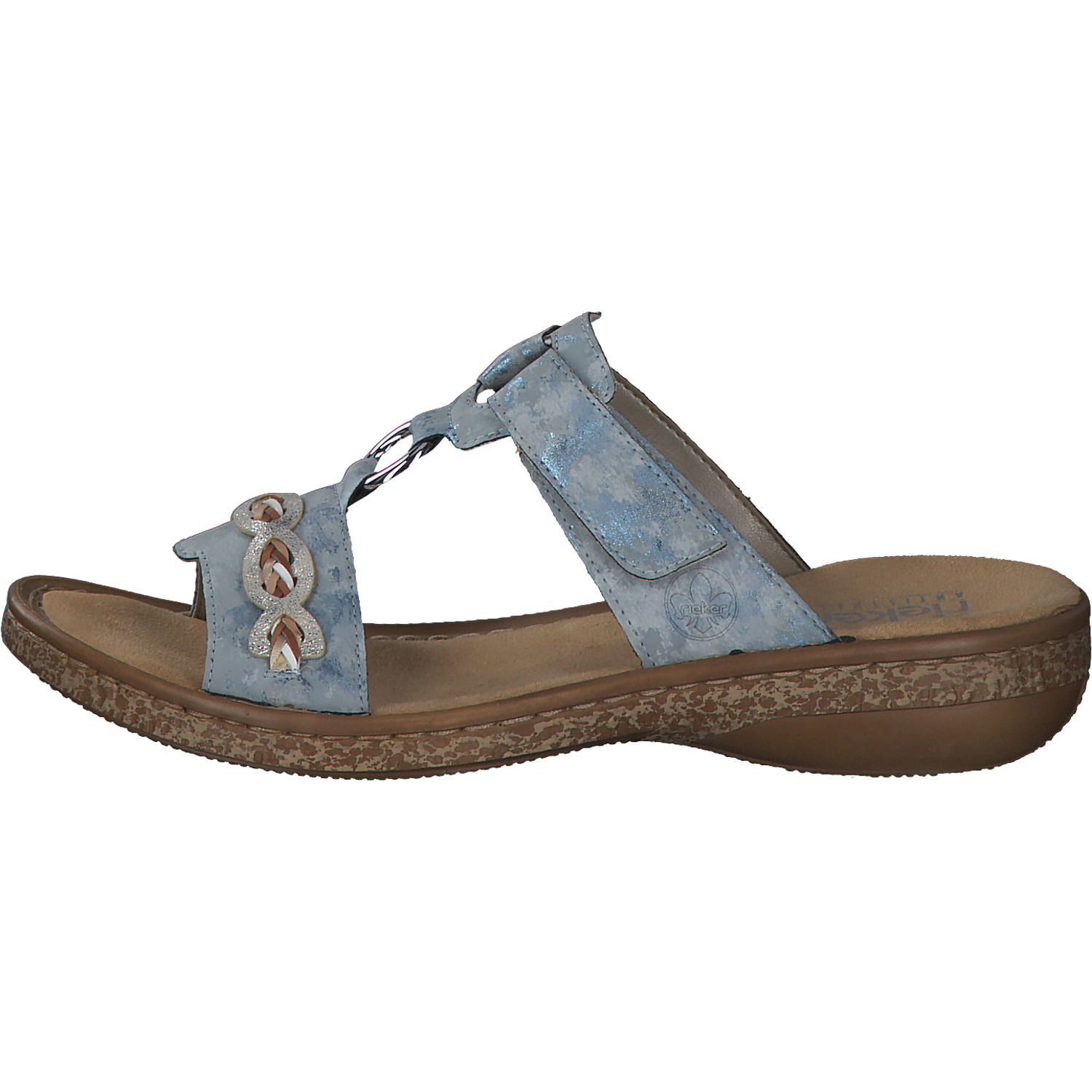 Rieker 628M8, Plateau-Pantoletten, Damen, heaven/fog-silver