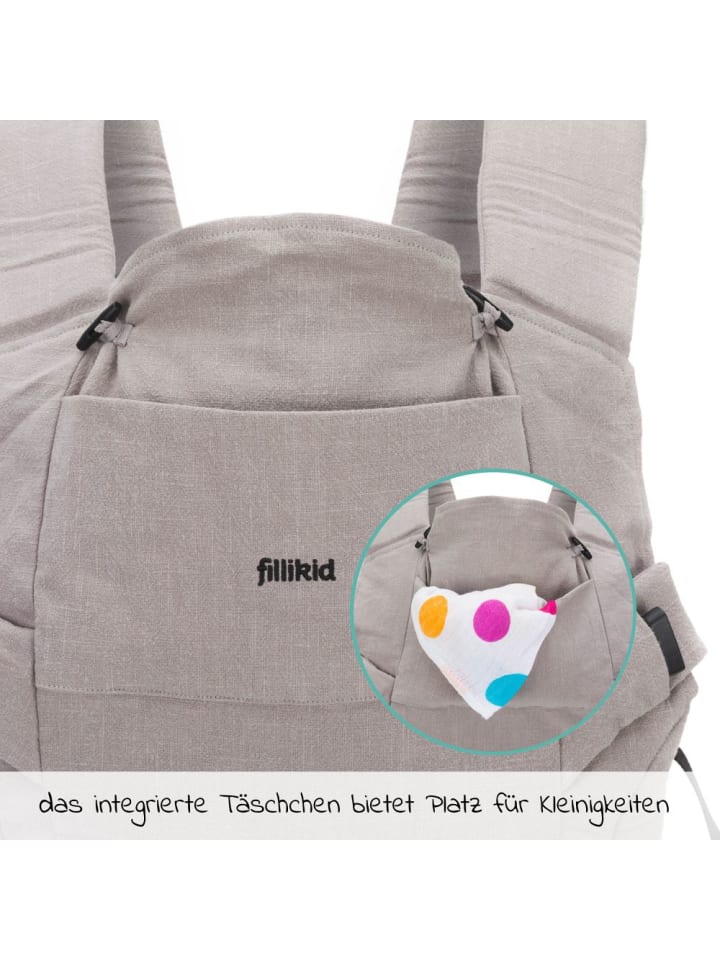 fillikid Babytrage Natural ab 3,5 -20 kg für Bauch-, Hüft und in grau günstig kaufen onesize