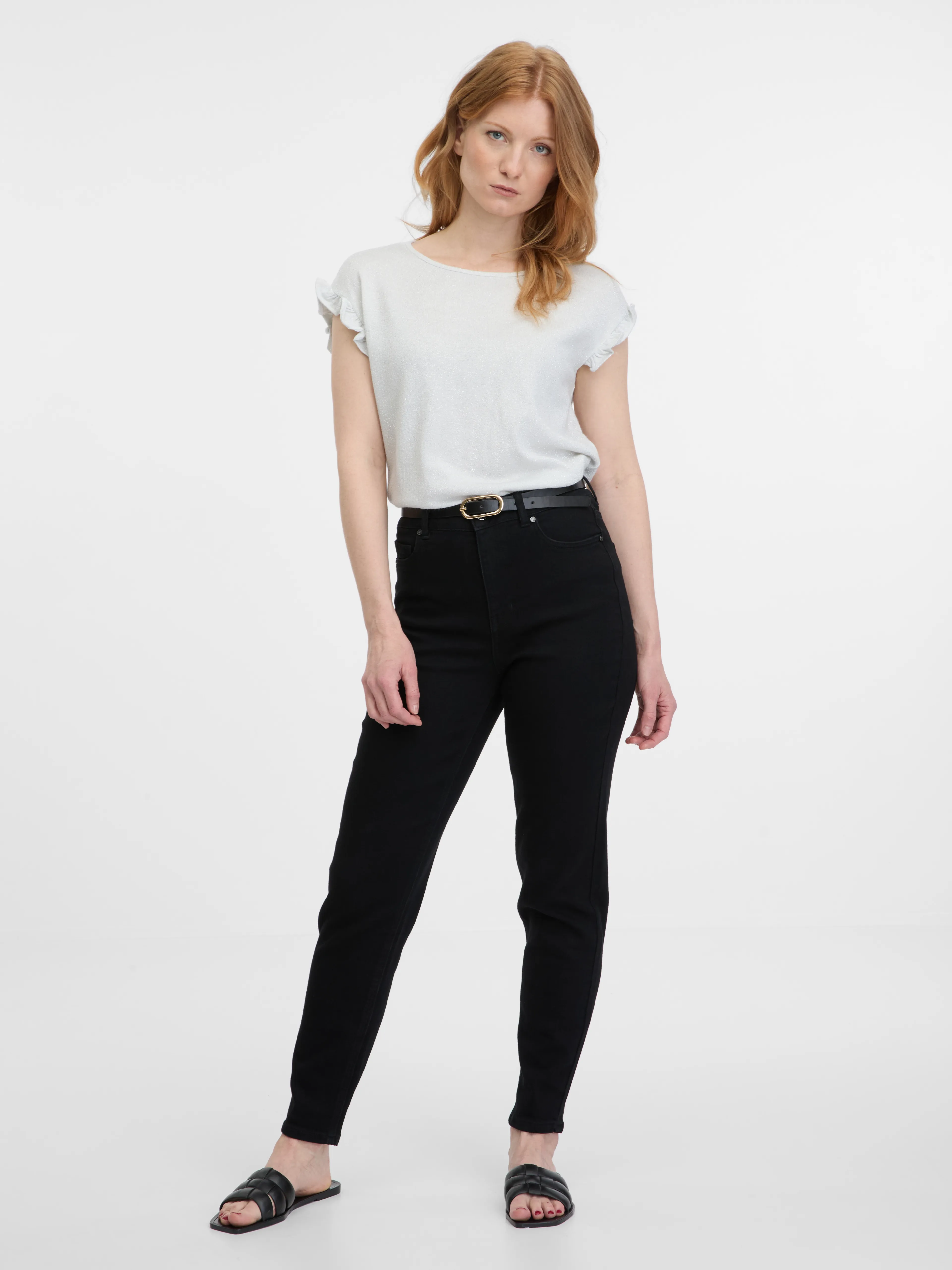Schimmerndes silbergraues Damen-T-Shirt ORSAY