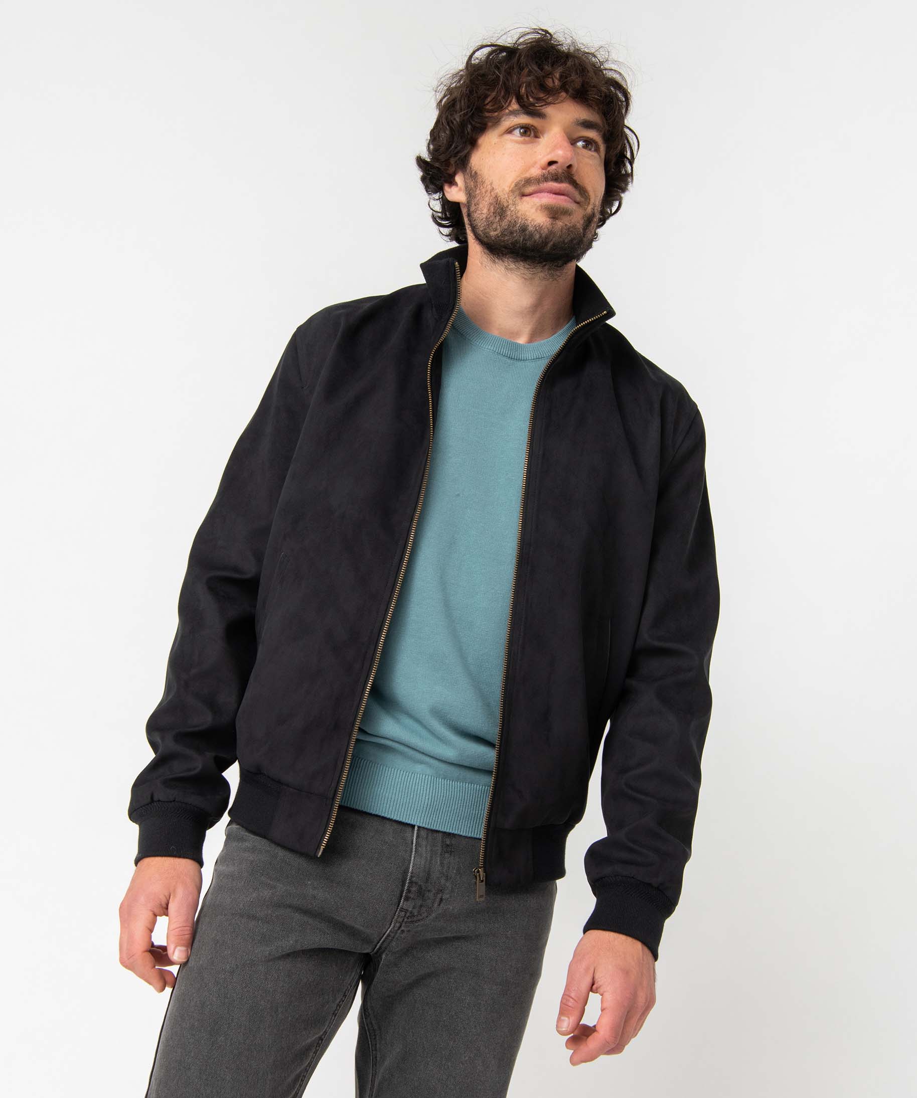 Pull homme à col rond en coton bleu | GEMO
