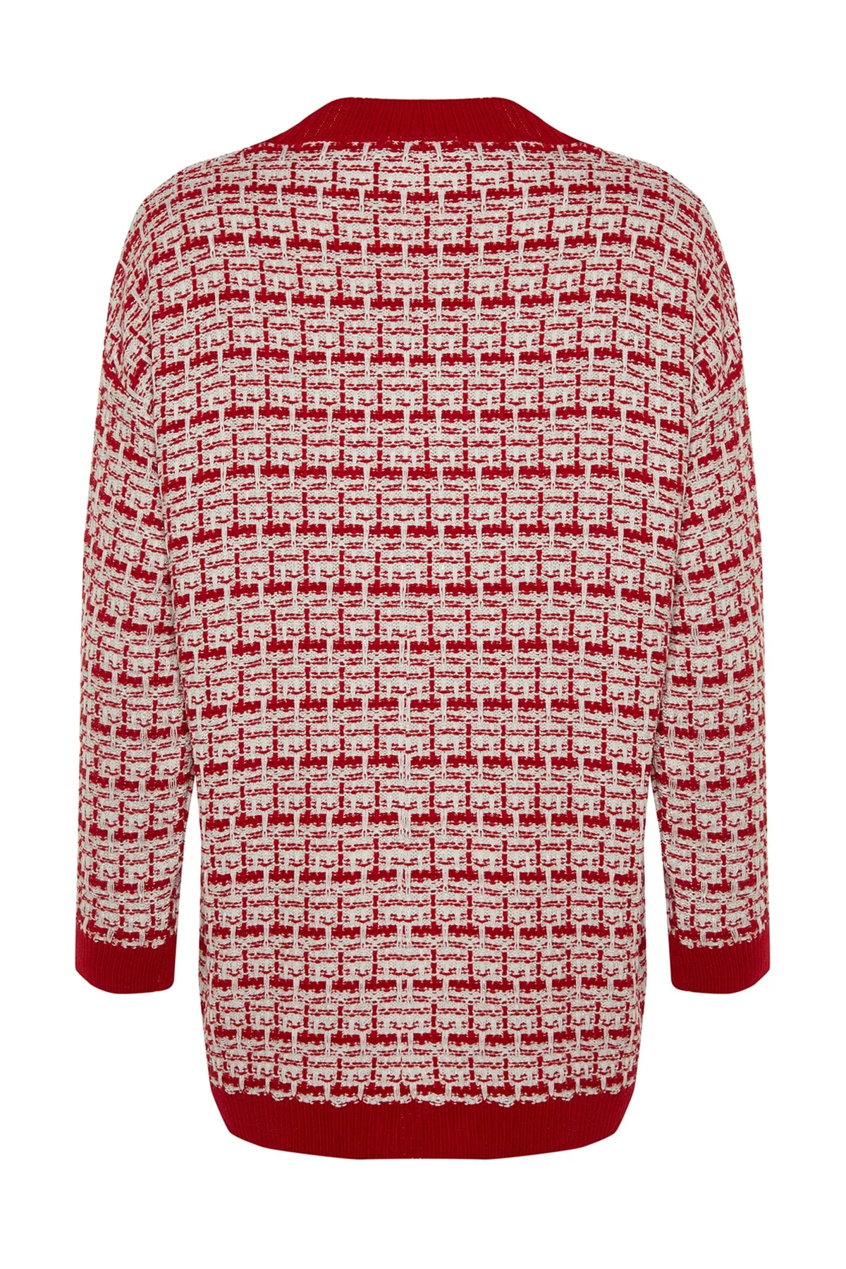 Trendyol Collection  Roter, weit geschnittener Strickcardigan in Tweed-Optik mit Glitzer TWOAW21HI0250