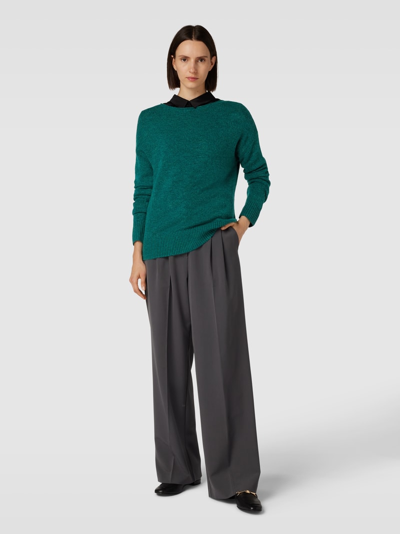 Strickpullover in melierter Optik in dunkelgrün meliert