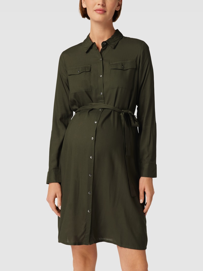 Knielanges Kleid mit Taillengürtel Modell 'LIA' in khaki