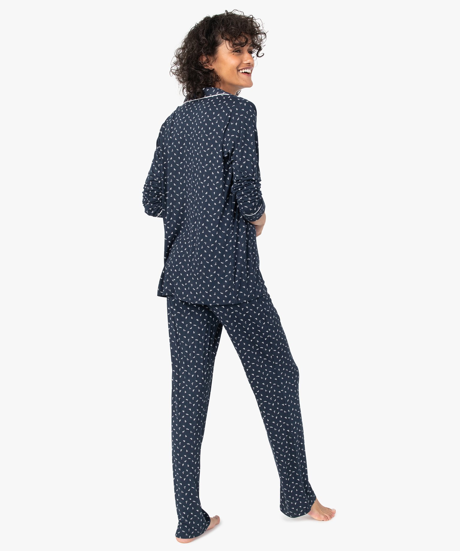 Pyjama deux pièces : chemise et pantalon femme multicolore | GEMO