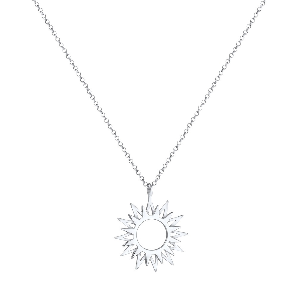Elli Elli Collier Pendentif soleil pour femme - Rayons - Symbole astro en argent sterl Bijoux